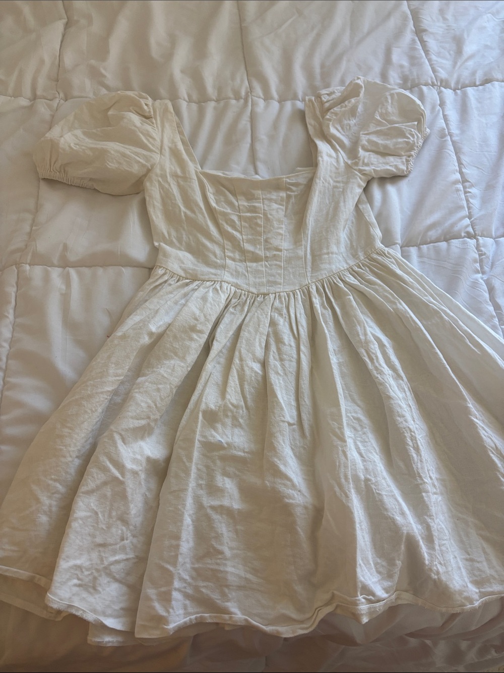 ASOS Cream Puff Sleeve Cotton Dress for Kids
